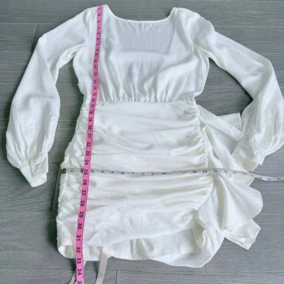 House of CB Chambery White Backless Ruched Mini Dress • NWT • Size S Open Back - Picture 16 of 16